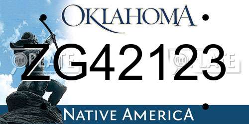ZG42123 Oklahoma License Plate
