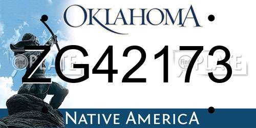 ZG42173 Oklahoma License Plate