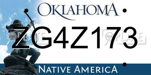 ZG4Z173 Oklahoma License Plate
