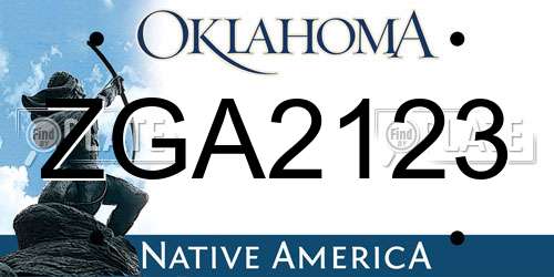 ZGA2123 Oklahoma License Plate