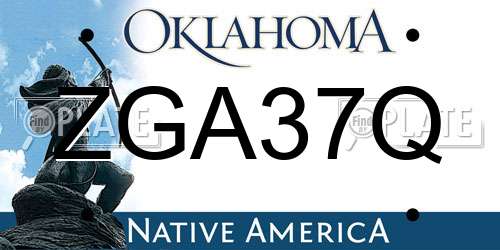 ZGA37Q Oklahoma License Plate