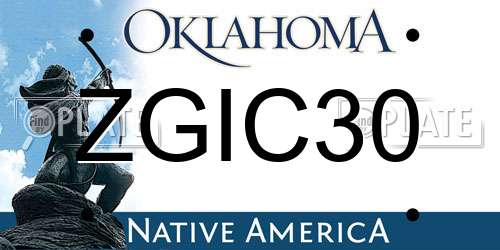 ZGIC30 Oklahoma License Plate