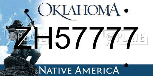 ZH57777 Oklahoma License Plate