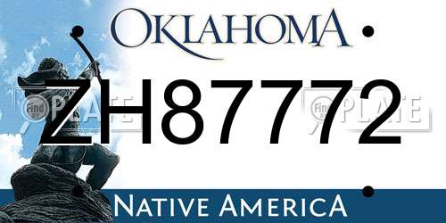 ZH87772 Oklahoma License Plate