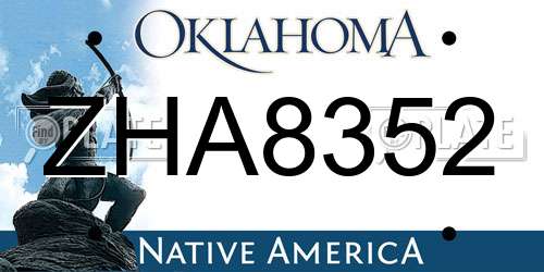 ZHA8352 Oklahoma License Plate