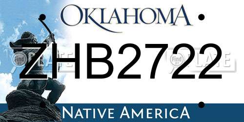 ZHB2722 Oklahoma License Plate