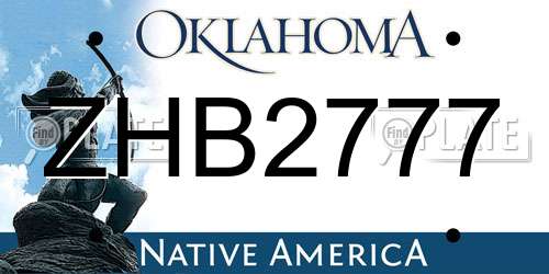 ZHB2777 Oklahoma License Plate