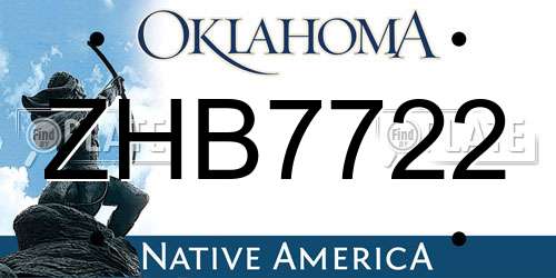 ZHB7722 Oklahoma License Plate