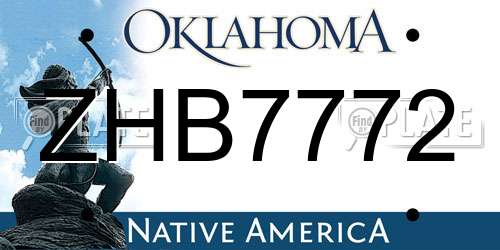 ZHB7772 Oklahoma License Plate