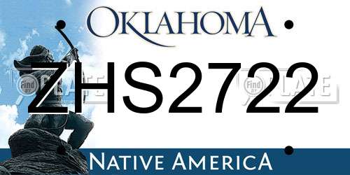 ZHS2722 Oklahoma License Plate