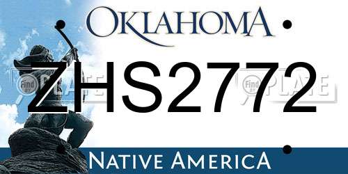 ZHS2772 Oklahoma License Plate