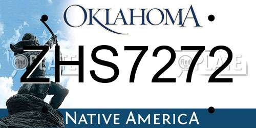 ZHS7272 Oklahoma License Plate