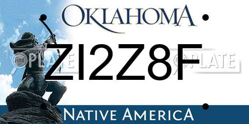ZI2Z8F Oklahoma License Plate