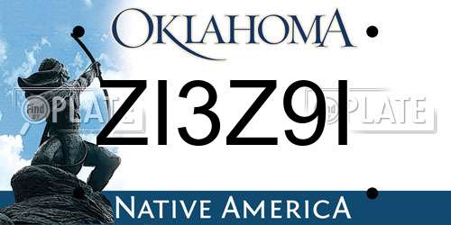 ZI3Z9I Oklahoma License Plate