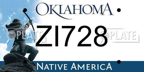 ZI728 Oklahoma License Plate