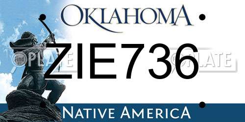 ZIE736 Oklahoma License Plate