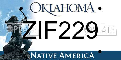 ZIF229 Oklahoma License Plate