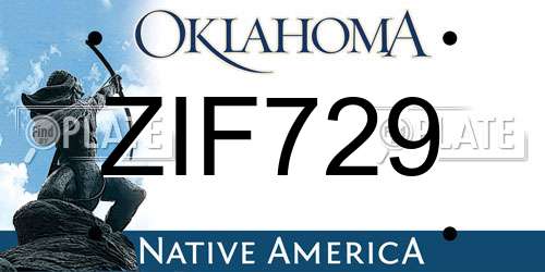 ZIF729 Oklahoma License Plate