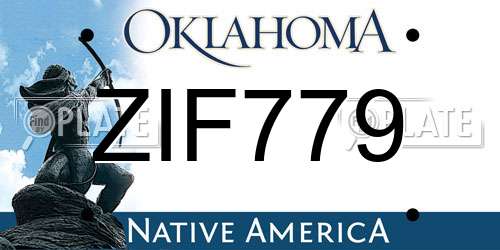 ZIF779 Oklahoma License Plate