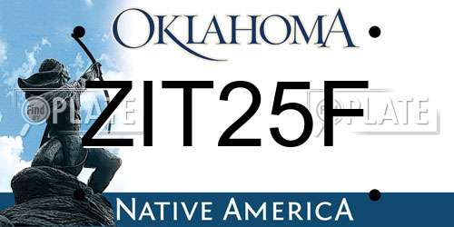 ZIT25F Oklahoma License Plate