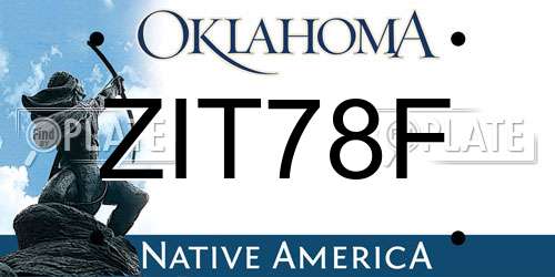 ZIT78F Oklahoma License Plate