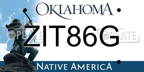 ZIT86G Oklahoma License Plate