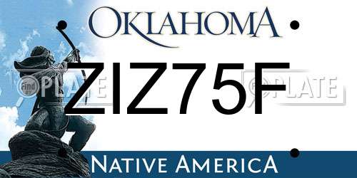 ZIZ75F Oklahoma License Plate