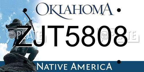 ZJT5808 Oklahoma License Plate