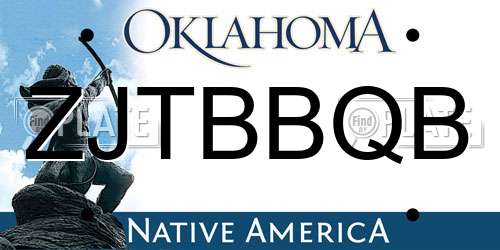 ZJTBBQB Oklahoma License Plate