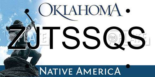 ZJTSSQS Oklahoma License Plate