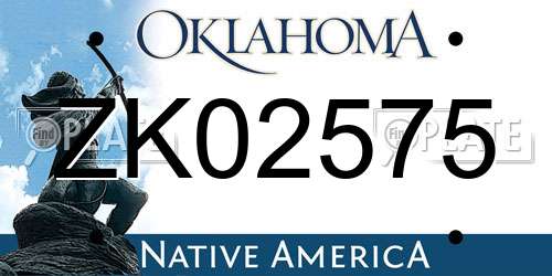 ZK02575 Oklahoma License Plate