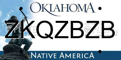 ZKQZBZB Oklahoma License Plate