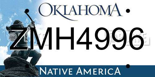 ZMH4996 Oklahoma License Plate