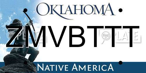 ZMVBTTT Oklahoma License Plate