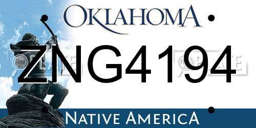 ZNG4194 Oklahoma License Plate