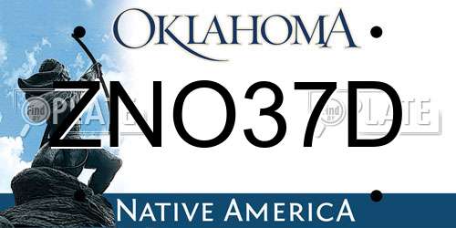 ZNO37D Oklahoma License Plate