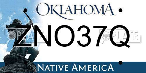 ZNO37Q Oklahoma License Plate