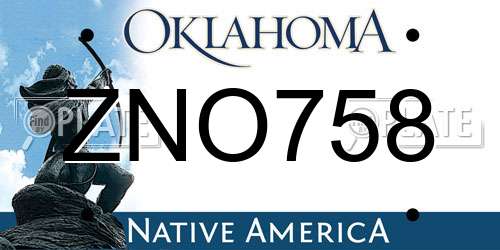 ZNO758 Oklahoma License Plate