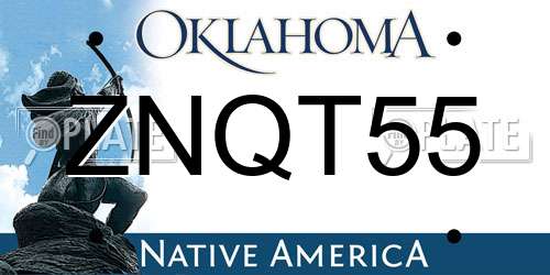 ZNQT55 Oklahoma License Plate