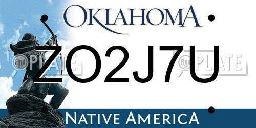 ZO2J7U Oklahoma License Plate