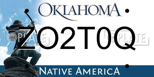 ZO2T0Q Oklahoma License Plate