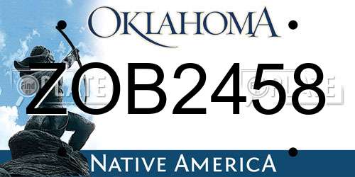 ZOB2458 Oklahoma License Plate