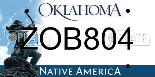 ZOB804 Oklahoma License Plate