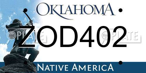ZOD402 Oklahoma License Plate