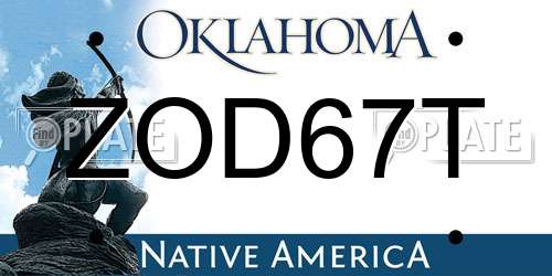ZOD67T Oklahoma License Plate