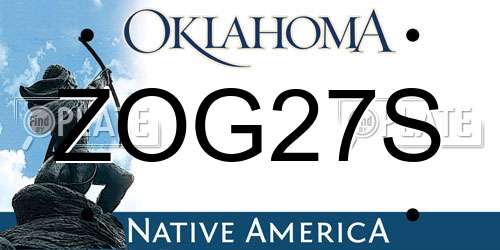 ZOG27S Oklahoma License Plate