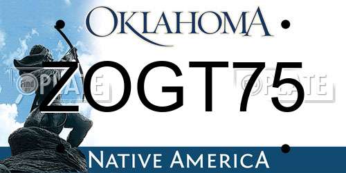 ZOGT75 Oklahoma License Plate
