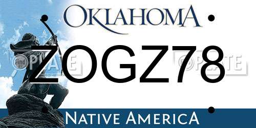 ZOGZ78 Oklahoma License Plate