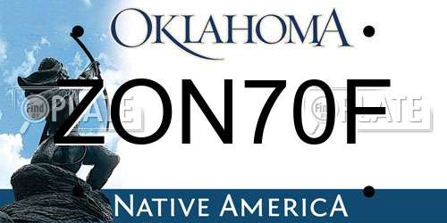 ZON70F Oklahoma License Plate