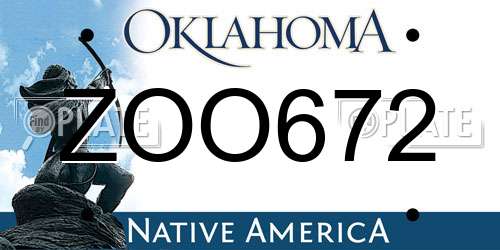 ZOO672 Oklahoma License Plate